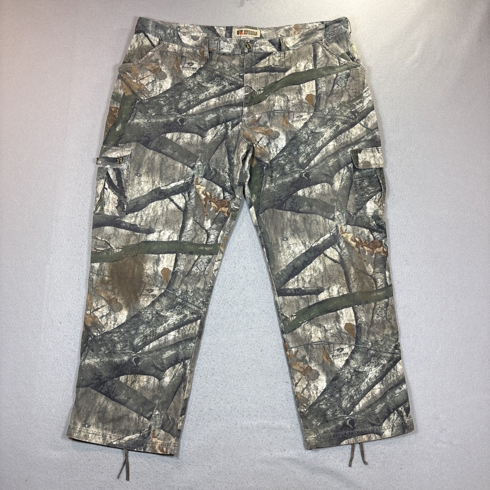 Russell Outdoors Camo Cargo Pants Mens 2XL Mossy Oak Tree Stand Hunting Casual